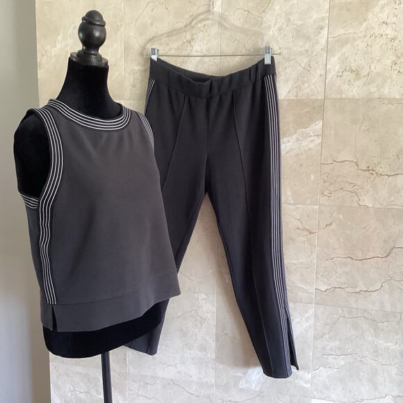 Athleta Matching Set XS/S Soft Black Stripe Fall Athleisure Sporty Travel Outfit - Picture 1 of 12
